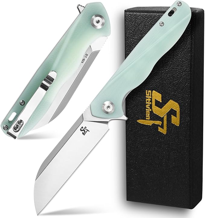 Sitivien ST103 Folding Knife, D2 Steel Blade+G10 Handle Pocket Knife, EDC Tool Knife for Outdoor