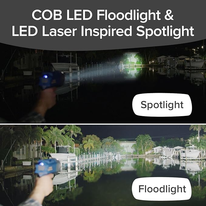 Mega-Bright Rechargeable Spotlight, AS-SEEN-ON-TV, Tactical & Emergency Flashlight, 10 Modes, Turbo