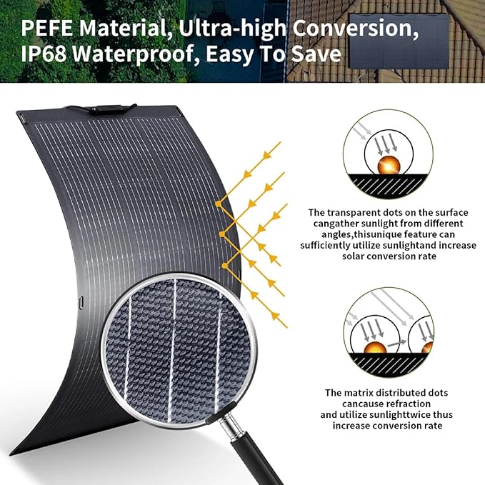 ALLPOWERS 100W Portable Solar Panel, SF100 Flexible Solar Panel, 24V Monocrystalline Solar Kit, 25%