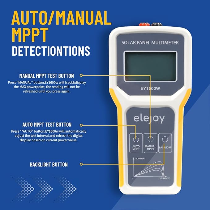 1600W Solar Panel Tester MPPT Photovoltaic Multimeter & Watt Meter Smart Portable Tool for Solar PV