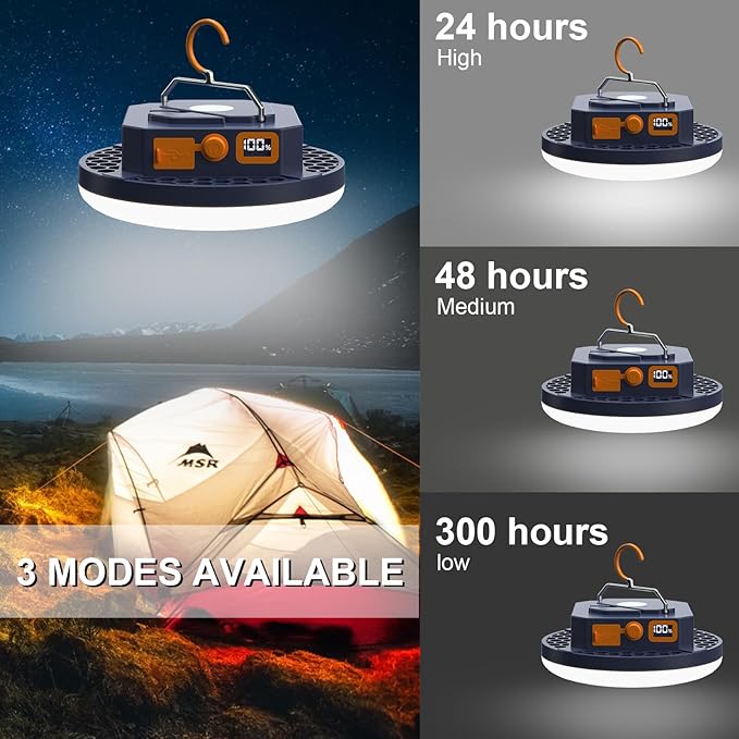 10000mAh 4000LM Flashlight Portable LED Camping Lantern Rechargeable Light 30W with Digital Power