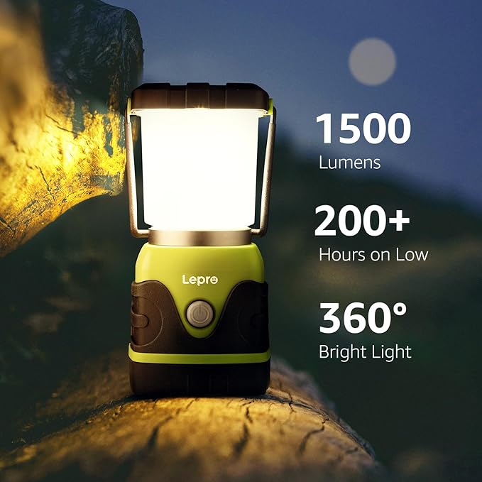 Lepro 1500LM Battery Powered LED Camping Lantern, Waterproof Tent Light with 4 Light Modes, Camping