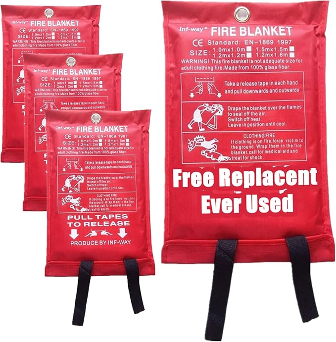 Inf-way Emergency Fire Blanket for Home and Kitchen, 5 Size for Choice, 1 Pack Fire Blanket