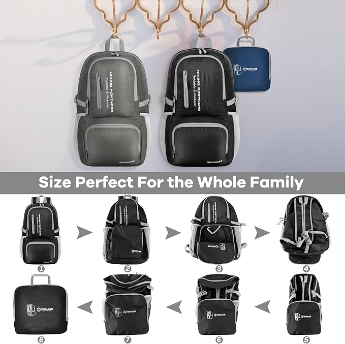 ZOMAKE Lightweight Packable Backpack, 35L Light Foldable Hiking Backpacks Water Resistant
