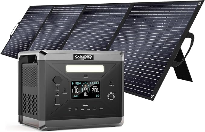 SolarPlay 2400W Portable Power Station, 2160Wh Large Capacity Solar Generator with 200W Solar