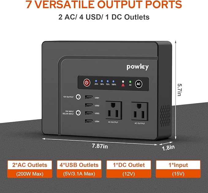 Powkey Solar Powered Generator,200W Portable Solar Generator Power Station with Solar Panels