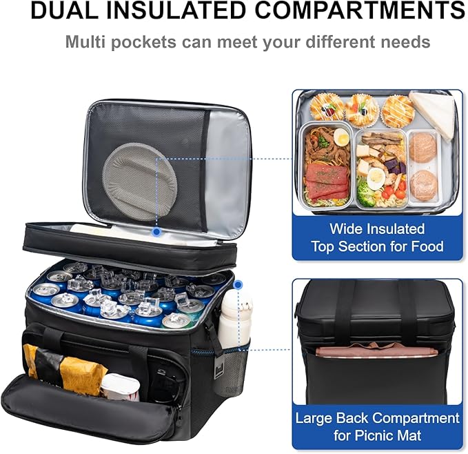 EVERFUN Small Cooler Lunch Box Mini Leak-Proof Soft Double Deck 24 Can Personal Insulated