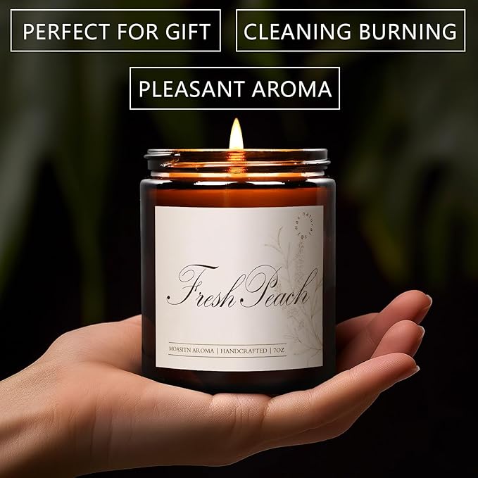 MOASITN Fresh Peach Scented Candles for Home|Sweet Orange,Peach,Floral Scented Soy Candle|