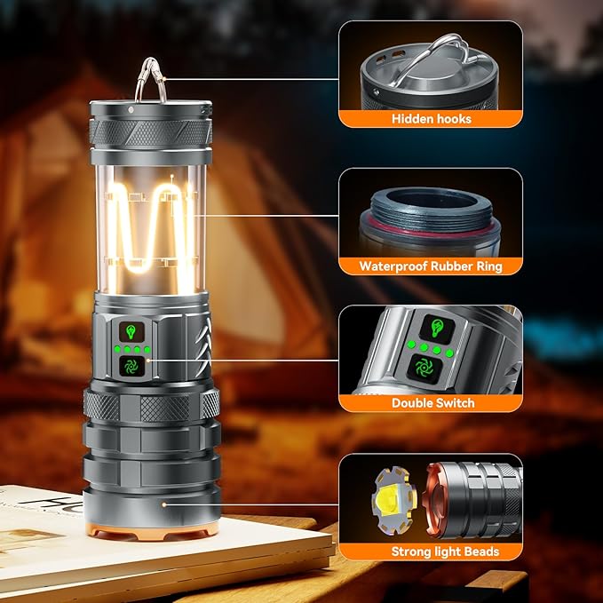 Camping Flashlights,90000 Lumens 5000mAh Super Bright High Lumens Rechargeable Flashlight with 11