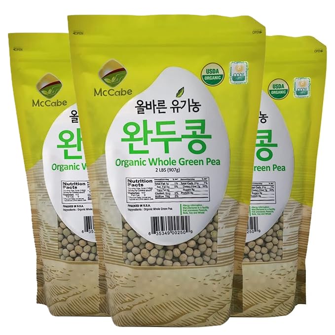 McCabe Organic Whole Green Pea - Green Peas | Rich with Fiber & Minerals | USDA and CCOF Certified