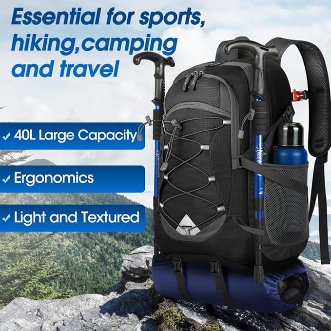 IGOLUMON Hiking Backpack 40L Packable Lightweight Camping Backpack Men Women Waterproof Hiking