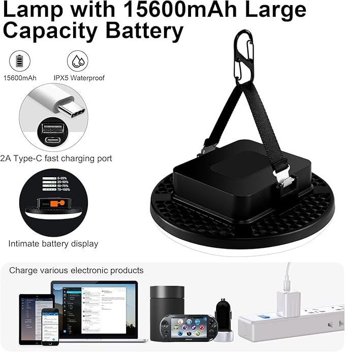 16500mAh 3000LM 4Color Flashlight Portable LED Camping Lantern Rechargeable Light 60W with Magnet