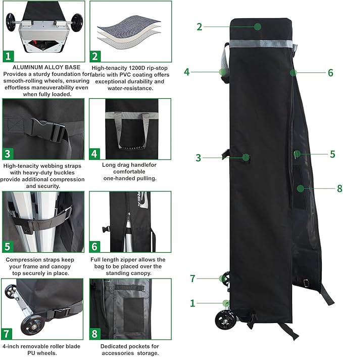 CROWN SHADES 10x20 Pop Up Canopy Tent - Commercial Canopy Tent with 400D Strength Oxford Fabric