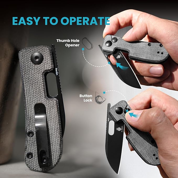 Kizer Banish Folding Pocket Knife, 2.3"" 154CM Steel Blade Small EDC Knife, Micarta Handle Mini