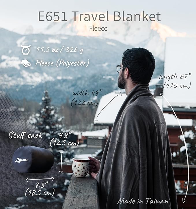 Travel Camping Blanket Lightweight and Breathable, 67 x 48 in Soft Airplane Flight Blanket for