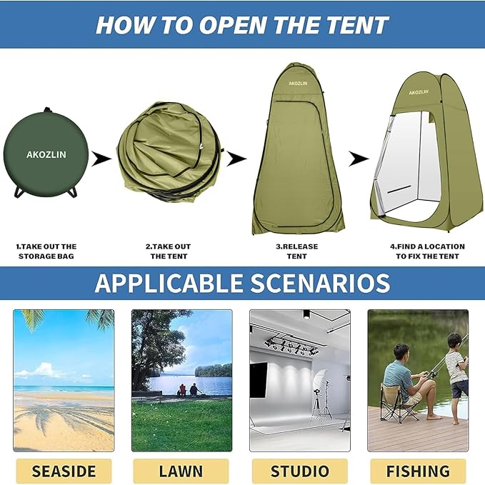 AKOZLIN Portable Pop Up Shower Tent Instant Privacy Dressing Changing Tent Outdoor Shower Room Camp