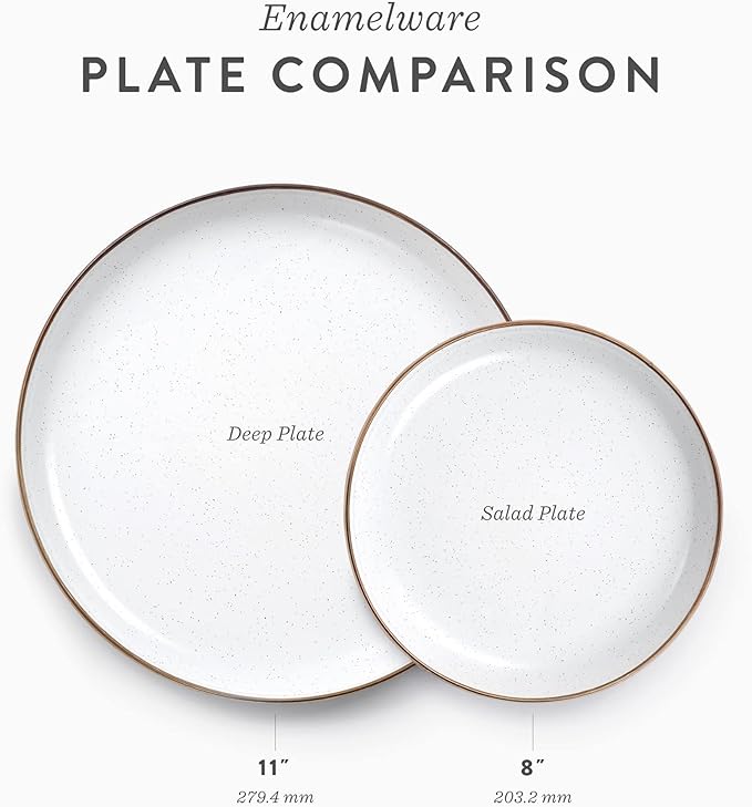 Barebones 8 Inch Salad Plate - Set of 2 Salad Plates - Enamelware Plates - Durable Kitchen or