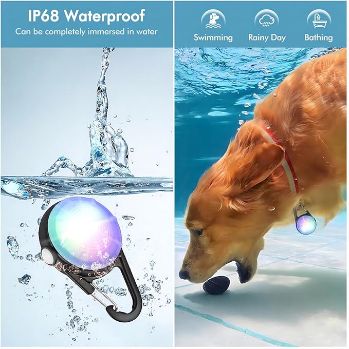 4 Modes Dog Collar Lightï¼? Packs IP68 Waterproof Dog Lights for Night Walking, USB Rechargeable