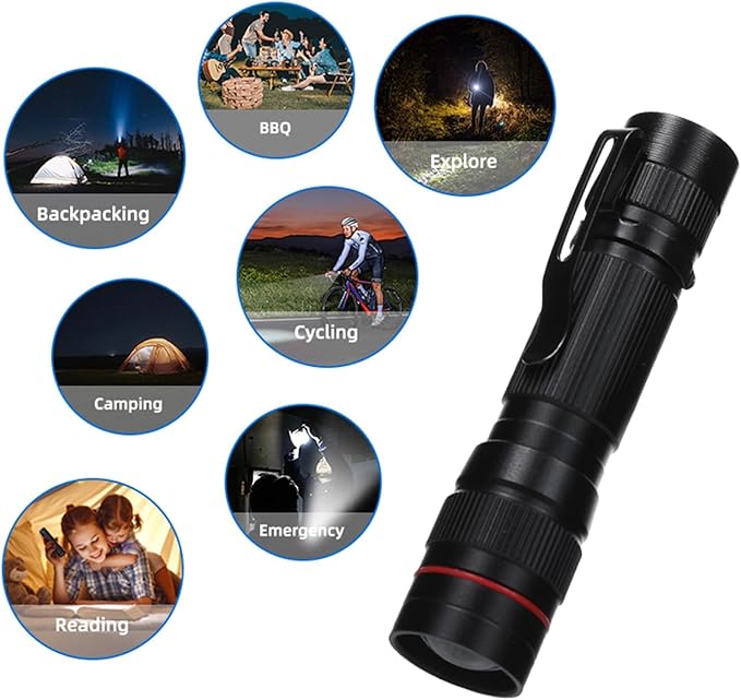 6 Pack Small Mini LED Flashlight, Single Mode Zoomable Flashlights AA Battery Powerful Flashlights