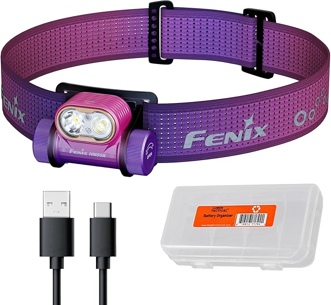 Fenix HM55R Rechargeable Headlamp, 1200 Lumen Spotlight Floodlight & Red Light, Lightweight, Long