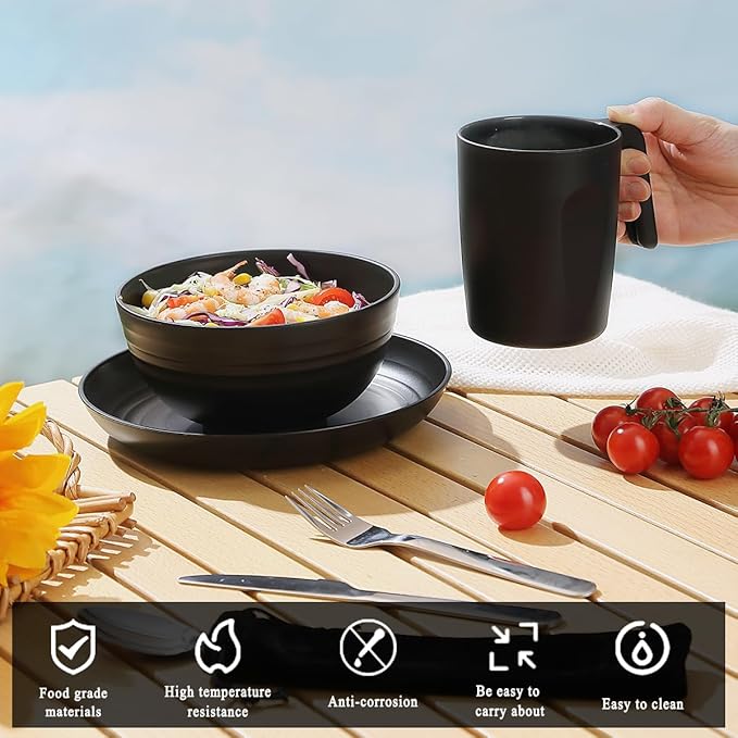 Camping Utensils, Reanea Camping Mess Kit for Travel, Camping, Picnic, Outdoor, Camping Gear