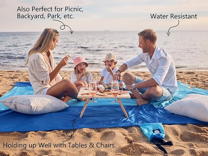 WEKAPO Beach Blanket Sandproof Waterproof, Extra Large Beach Mat, Oversized & Compact Sand Free Mat