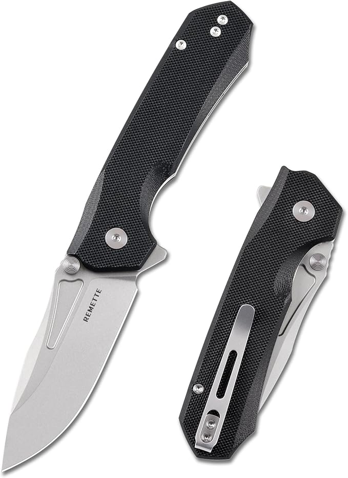 EDC Pocket Knife Rhino,3" D2 Steel Blade Durable G10 Handle, Folding Pocket Knives with Reversible