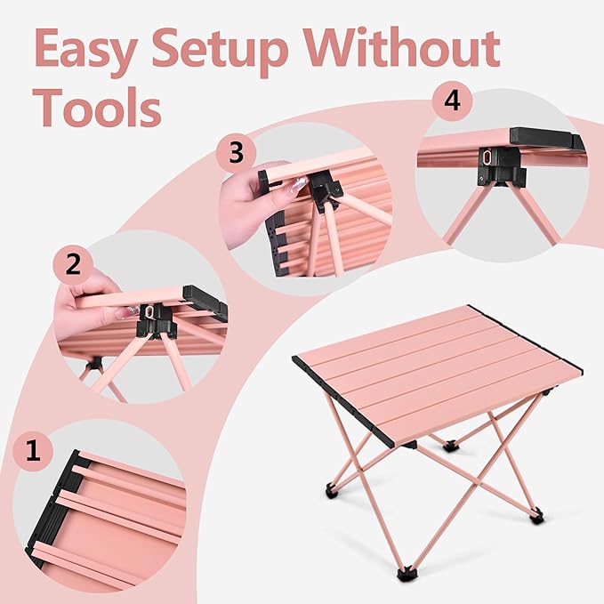 Grope Portable Camping Table with Aluminum Table Top, Folding Beach Table Easy to Carry, Prefect