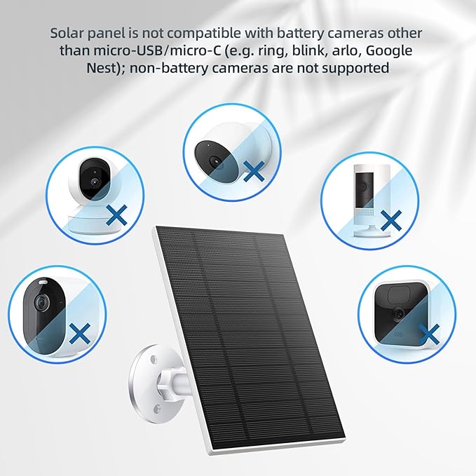 5W Solar Panels for Security Camera, Solar Panel with Micro USB & USB-C Port for DC 5V Outdoor