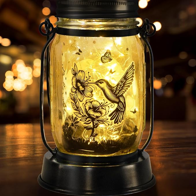 Hummingbird Solar Lantern Outdoor Garden Decor, Gifts for Women Mom Gradma Birthday Gifts, Hanging