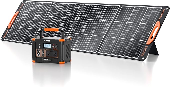 GRECELL 1000W Solar Generator with 200W Portable Solar Panel, 999Wh Portable Power Station Solar