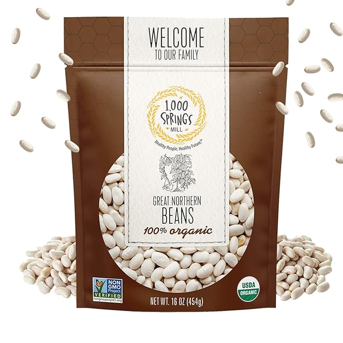 1000 SPRINGS MILL - Organic Great Northern Beans - Used for Salads, Soups, Stews, Casseroles