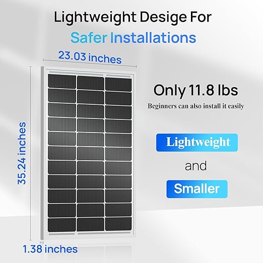 ECO-WORTHY 2pcs 100 Watt Solar Panels Monocrystalline Solar Panel for 12V/24V Battery RV Marine