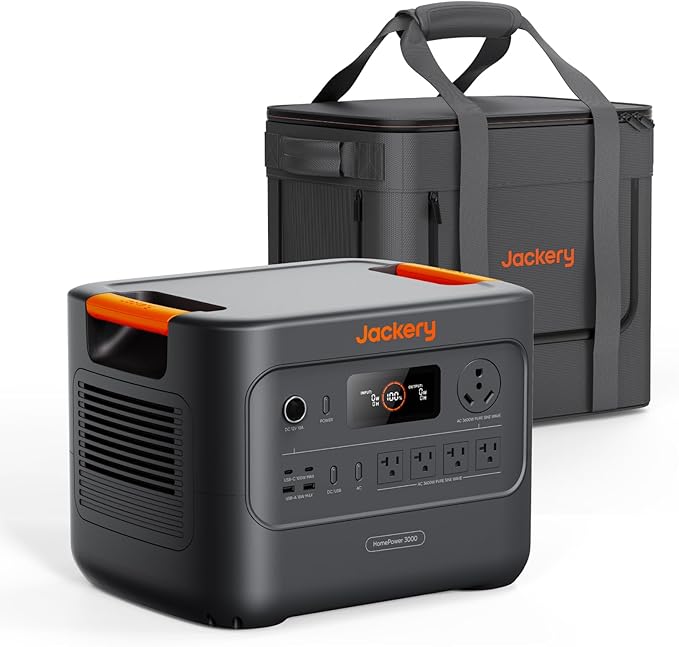 Jackery HomePower 3000 Portable Power Station with Extreme Guard Carrying Bag, 3600W (Surge 7200W)