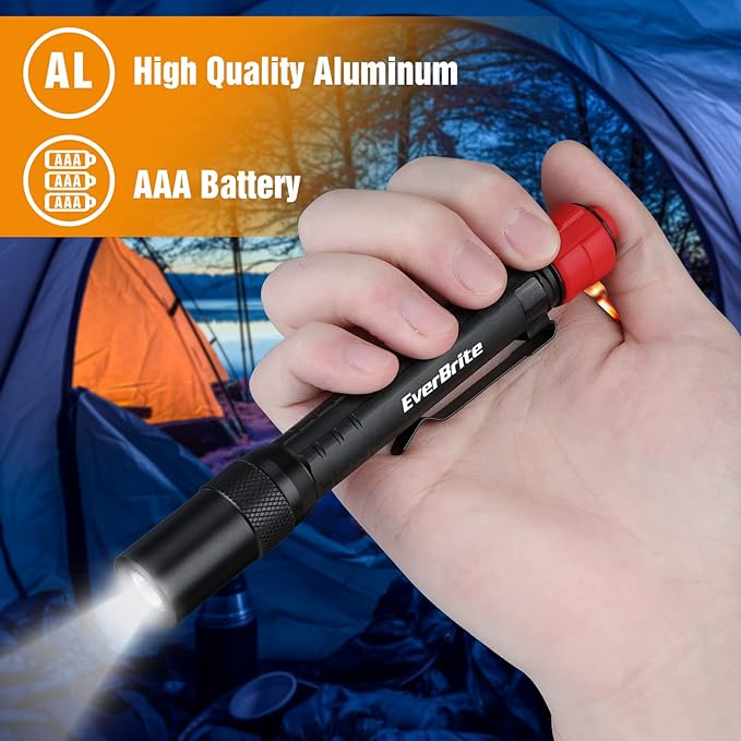 EverBrite Red Light Penlight Flashlight with 395nm UV Blacklight/White Light, Multi-Function LED