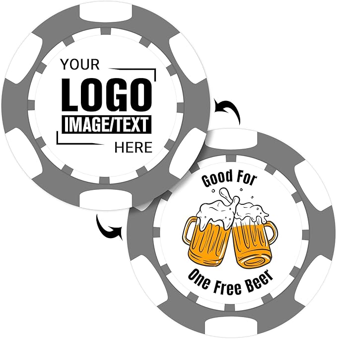 Custom Poker Chips 50 Pcs, Personalized Full Color Chips with Your Logo, Text, or Design, 11.5g