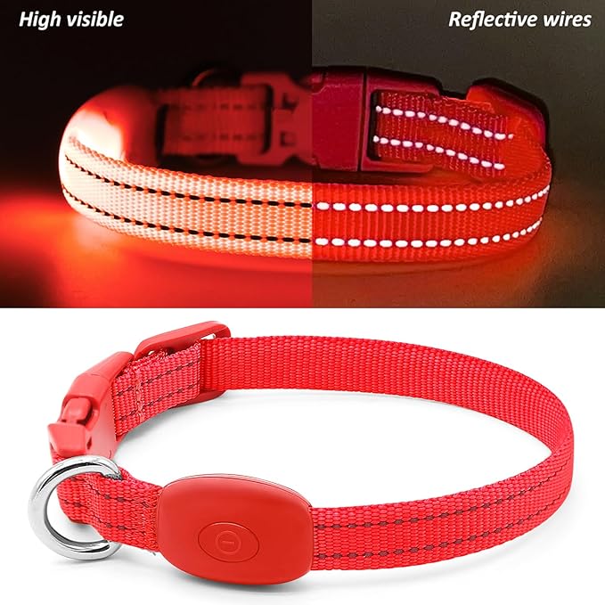 Illumifun Light Up Collar for Small Dogs, USB Rechargeable LED Dog Collar Glow in The Dark