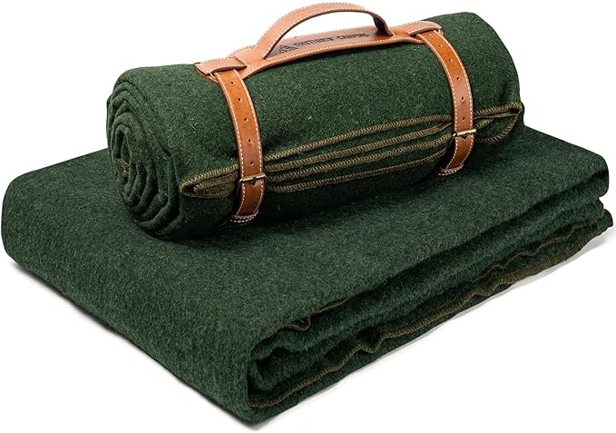 ONETIGRIS Wool Blanket, Camping Wool Blanket–Large, Cozy, Washable,Great for