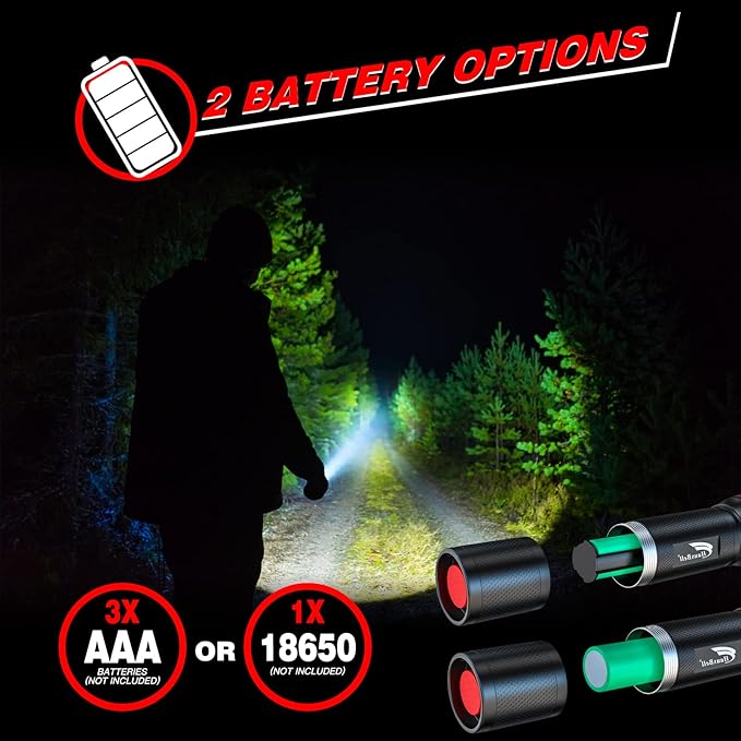 HAUSBELL T8 Upgraded Flashlight Bright, Zoomable Tactical LED Flashlights Flash Light with High