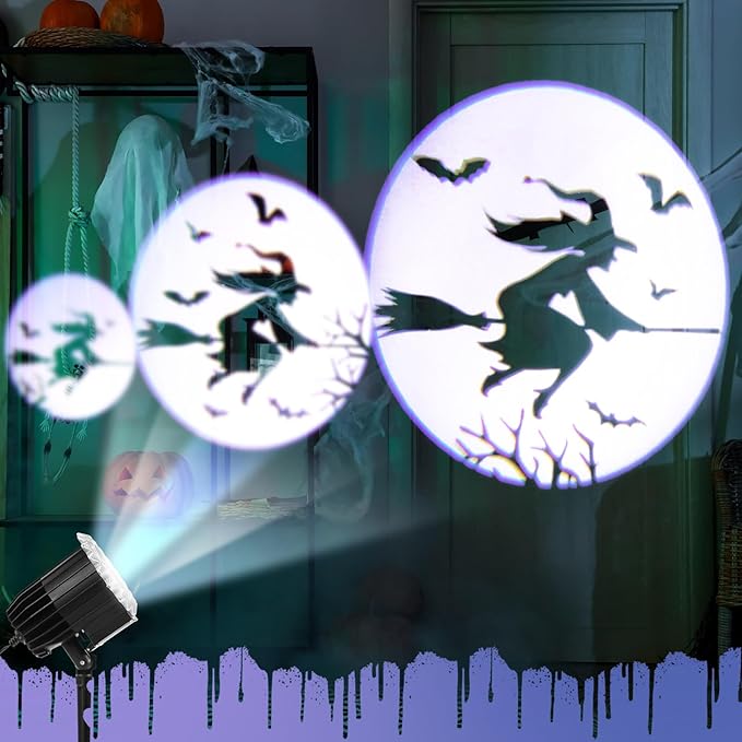 Halloween Projector Light with 1 Film Slides Holiday LED Projector Lights Outdoor Reflectors