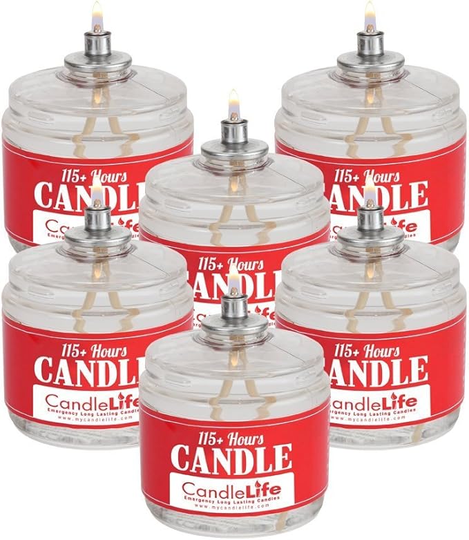 Candlelife 115-Hour Emergency Survival Candles - Long Burning, Unscented, Clean Burning Liquid