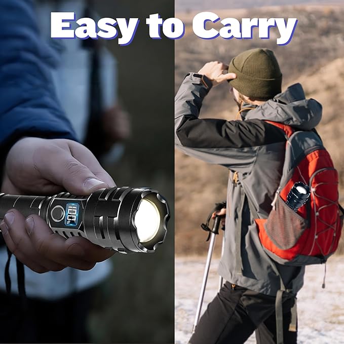 Flashlights High Lumens Rechargeable, 1000000 Lumens Hight Lumens Super Bright Handheld LED Flash
