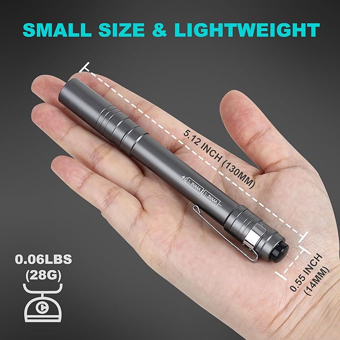 FASTPRO 6-Pack Pen Light, Aluminum LED Penlights with Batteries Included & Pre-Installed, Pocket