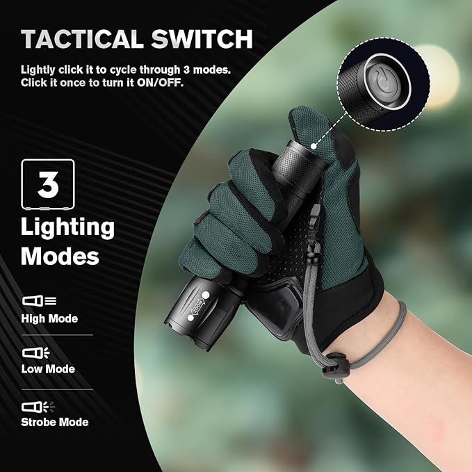 RECHOO LED Flashlight 6 Pack, Tactical Flashlights High Lumens with 3 Modes, Pocket Small Flash