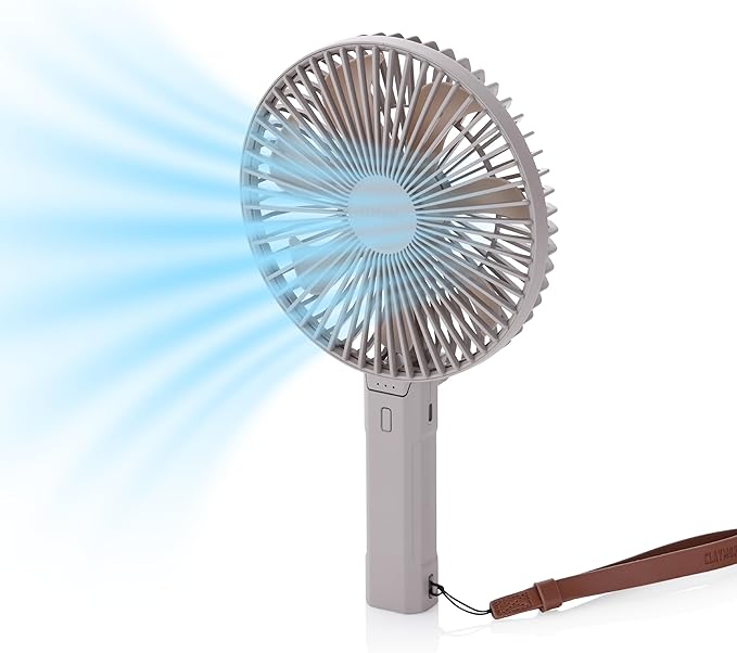Claymore Handy A (Gray) Portable Handheld Fan – BLDC Motor Foldable, 4,900mAh Rechargeable, USB-C