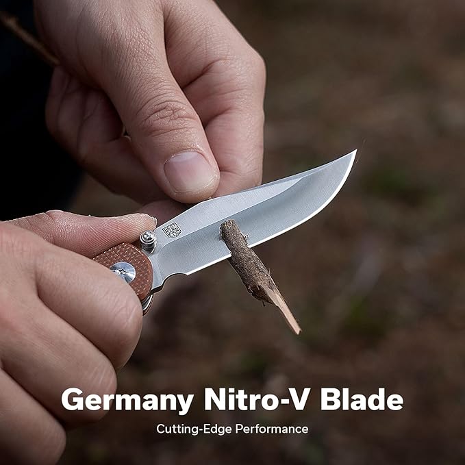 CIVIVI Clingman EDC Pocket Folding Knife with Titanium Reversible Clip, 2.99" Nitro-V Blade Micarta