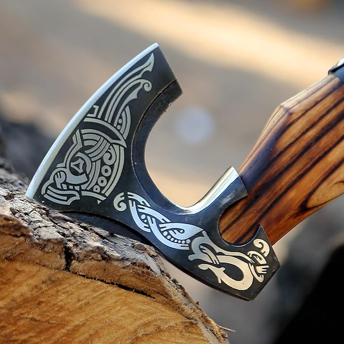 SHINY CRAFTS-Viking Axe Bearded Axe Tomahawk Birthday Gifts-Valhalla Axe, Carbon Steel Viking Axe