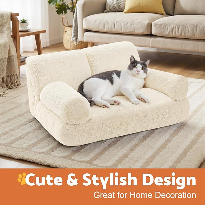 Gimars Upgrade Large Cat Bed for Indoor Cats -Added 10% More Stuff Sponge, Orthopedic Pet Couch