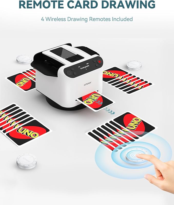 Automatic Card Shuffler and Dealer - 1-2 Decks Support 12 Players, 4 Drawing Remotes, Auto