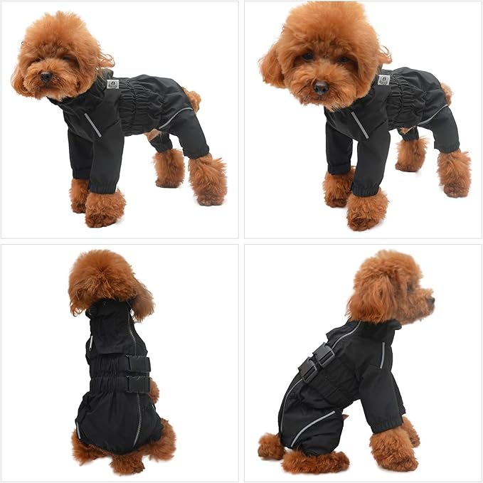 Dogs Waterproof Jacket, Lightweight Waterproof Jacket Reflective Safety Dog Raincoat Windproof